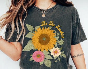 Sunflower Shirt, Comfort Colors Shirt, Floral Tee, Flower Shirt, Garden Womens Fall Shirt, Sunflower Tshirt, Boho Tee