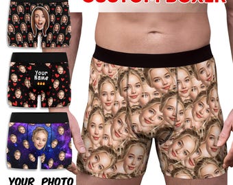 Personalized Face Boxer Briefs, Custom Photo Mens Underwear, Funny Gift, Anniversary Gift