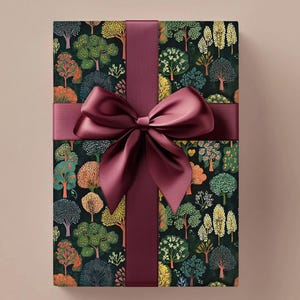 Wrapping Paper, Green Trees Nature Gift Wrap for Father, Best Friend, Kids - Forest Wrapping Roll, Camp Gift Wrap. Christmas, Birthday Gift