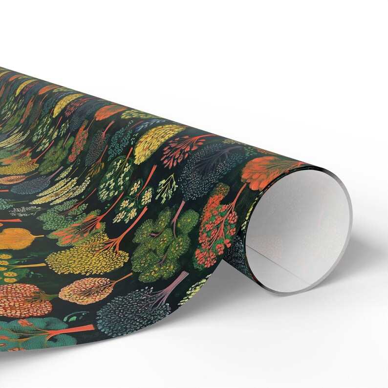 Wrapping Paper, Green Trees Nature Gift Wrap for Father, Best Friend, Kids - Forest Wrapping Roll, Camp Gift Wrap. Christmas, Birthday Gift