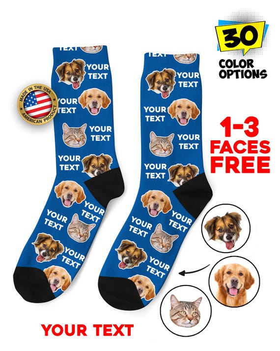 Custom Face Socks, Personalized Text Photo Socks, Picture Socks, Face on Socks, Customized Funny Photo Gift For Her, Him or Best Friends