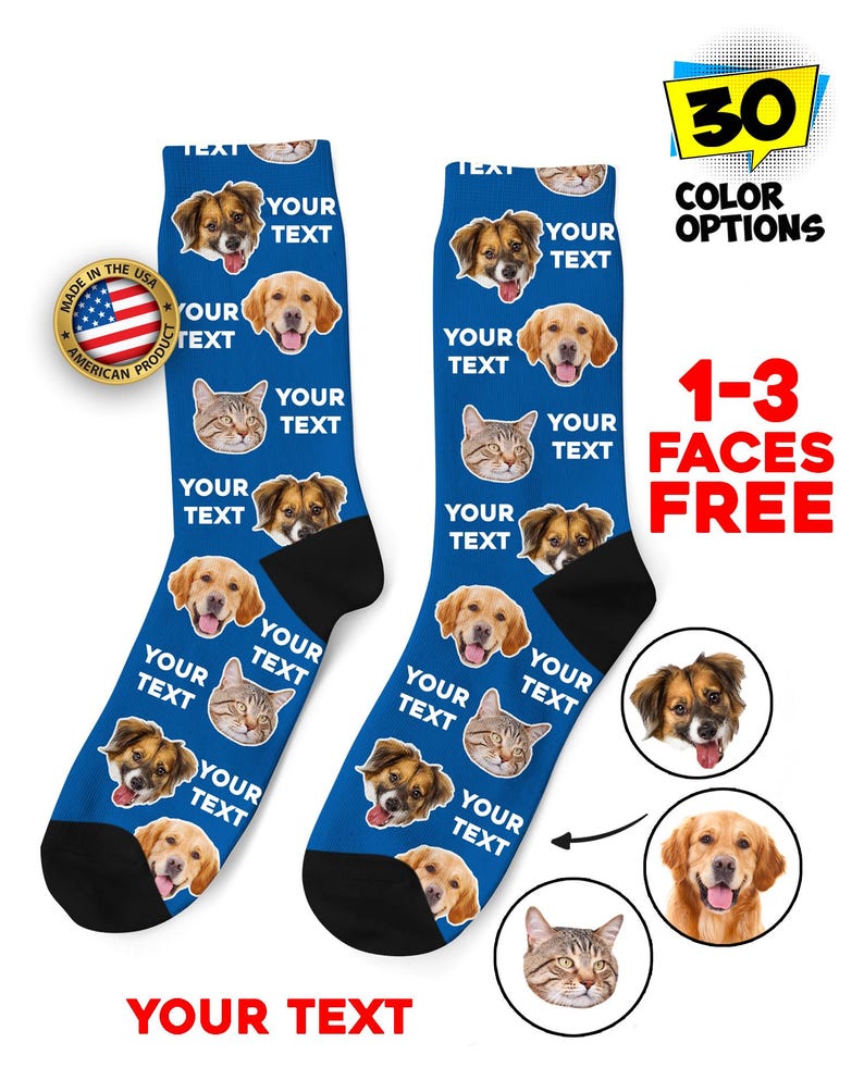 Custom Face Socks, Personalized Text Photo Socks, Picture Socks, Face on Socks, Customized Funny Photo Gift For Her, Him or Best Friends