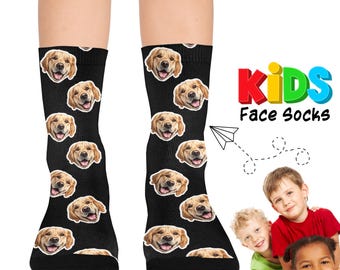 Custom Pet Face Socks for Kids, Personalized Photo Gift, Funny Children Socks