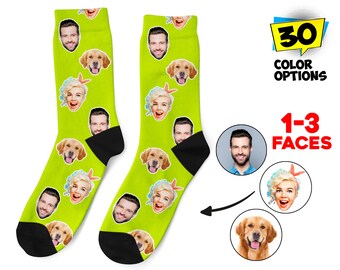 Custom Face Socks, Personalized Photo Socks, Picture Dog Socks, Pet Face on Socks, Customized Funny Photo Gift For Her, Him or Best Friends