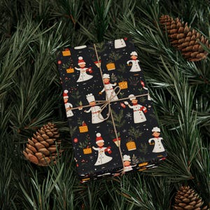 Christmas Chef Wrapping Papers, Holiday Cooking Gift Wrap, Retro Style Kitchen Chef Paper, Vintage Xmas Chef, Chef Gift Wrap, Christmas