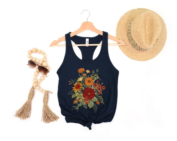 Floral Shirt Tank, Vintage Floral Tank Top, Bohemian Style Tank, Butterfly Shirt, Trending Right Now, Women's Graphic Tank, Love Tank