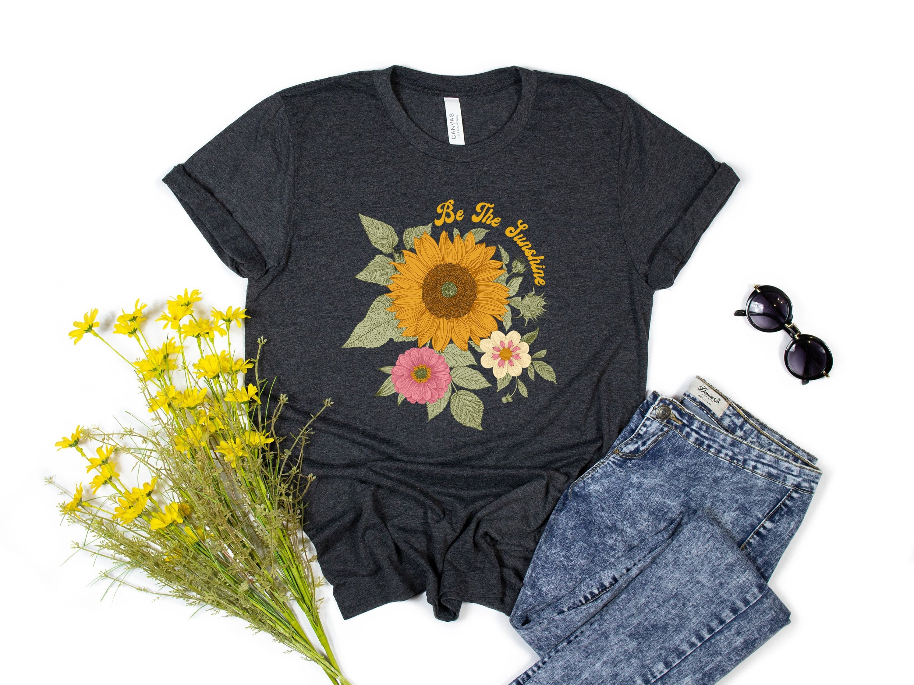 Sunflower Graphic Tee Hippie Sunflower 