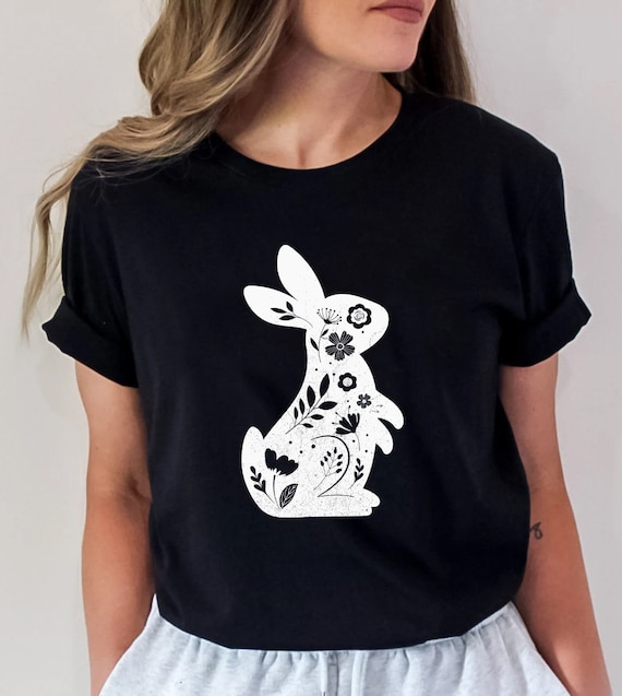 Floral Bunny Shirt - Floral Rabbit Shirt - Easter T-shirt - Spring T-shirt - Bunny Shirt - Nature Lover - Animal Lover - Gift for Her