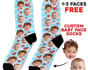 Baby Face Socks – Custom Face Socks for Kids and Adults, Personalized Smiley Socks, Photo Socks Gift for Dad, Grandpa, Happy Feet Socks