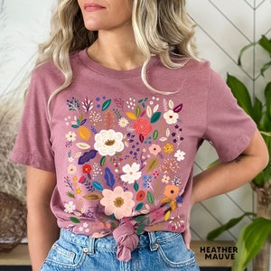 T-shirt de fleurs sauvages, chemise de fleurs sauvages, T-shirt floral, chemise de fleurs, cadeau pour femme, chemises pour dames, cadeau de meilleur ami image 2