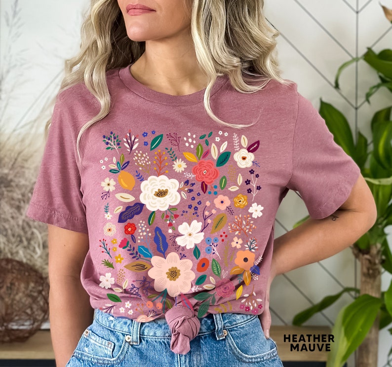 T-shirt de fleurs sauvages, chemise de fleurs sauvages, T-shirt floral, chemise de fleurs, cadeau pour femme, chemises pour dames, cadeau de meilleur ami image 2