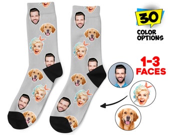 Custom Face Socks, Personalized Photo Socks, Picture Dog Socks, Pet Face on Socks, Customized Funny Photo Gift For Her, Him or Best Friends