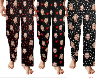 Custom Face Pajamas, Personalized Photo Pajama Pants Gift for Men and Women
