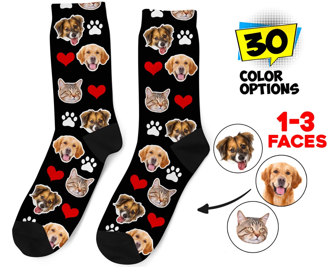 Custom Dog Socks, Personalized Pet Photo Socks Customized Cute Dog Cat