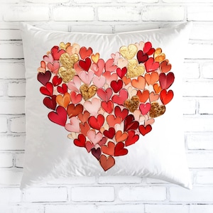 Valentinstag Kissen, Romantisches Herzkissen, rotes Herzen Dekokissen, süßes Geschenk für sie, gesponnenes quadratisches Polyesterkissen