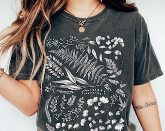 Botanical Shirt, Comfort Colors Shirt, Vintage T-shirt, Flower T shirt, Leaves Print, Vintage Floral Shirt, Graphic Tshirt, Wildflower