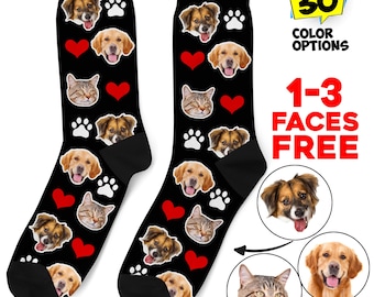 Custom Dog Socks, Personalized Pet Photo Socks Customized Cute Dog Cat Face, Dog Lover Picture Gift Funny Dog Socks Dog Mom Gift Pet Socks