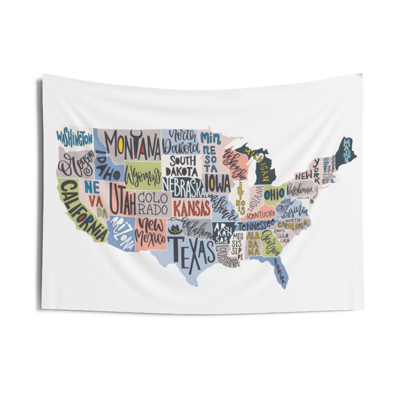 USA Tapestry US Map Tapestry USA Wall Decor United States - Etsy