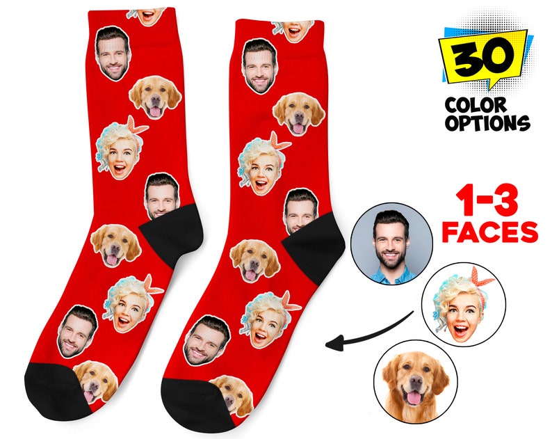 Customized Funny Photo Gift For Her Personalized Photo Socks Him or Best Friends Picture Dog Socks Pet Face on Socks Custom Face Socks