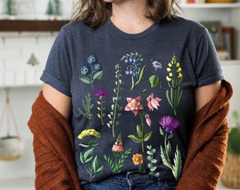 Botanical Shirt, Vintage T-shirt, Flower T-shirt, Vintage