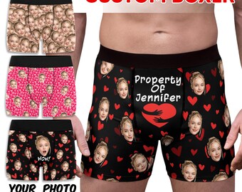 Custom Face Boxer Briefs, Personalized Underwear, Property Of Gift for Boyfriend
