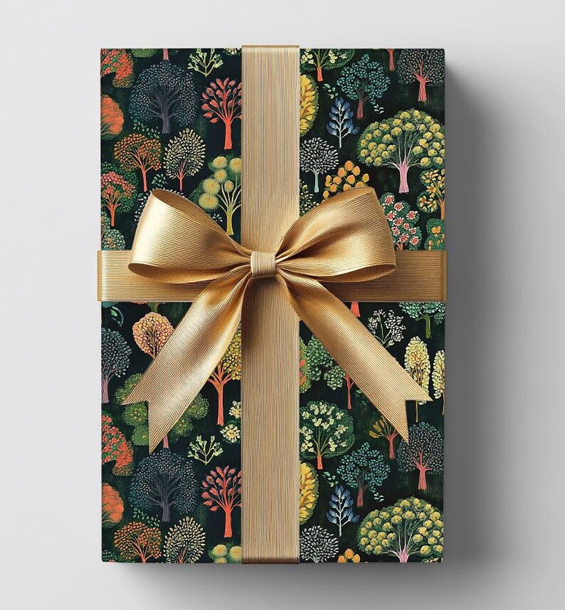 Wrapping Paper, Green Trees Nature Gift Wrap for Father, Best Friend, Kids - Forest Wrapping Roll, Camp Gift Wrap. Christmas, Birthday Gift