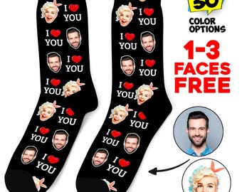 Custom Face Socks, Anniversary Photo Personalized Socks, Valentine i love you Socks, Gift for Her, Girlfriend Boyfriend Gift, Picture Socks