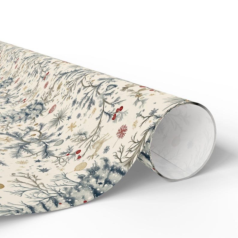 Vintage Christmas Toile Wrapping Paper Roll Vintage Christmas Tree Gift Wrap Roll Antique Christmas Tree Wrapping Paper