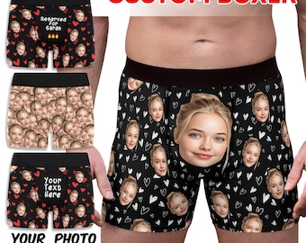 Personalized Face Boxer Briefs, Custom Photo Men’s Underwear, Father’s Day Gift