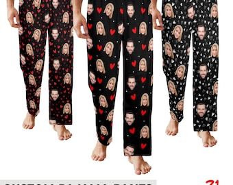 Custom Face Pajamas, Personalized Photo Pajama Pants Gift for Men and Women