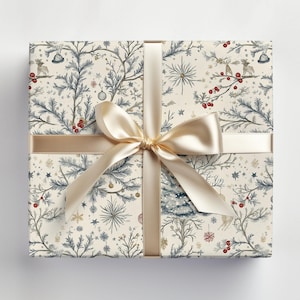 Vintage Christmas Toile Wrapping Paper Roll Vintage Christmas Tree Gift Wrap Roll Antique Christmas Tree Wrapping Paper