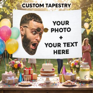Custom Tapestry Wall Hanging, Personalized Birthday Banner Backdrop