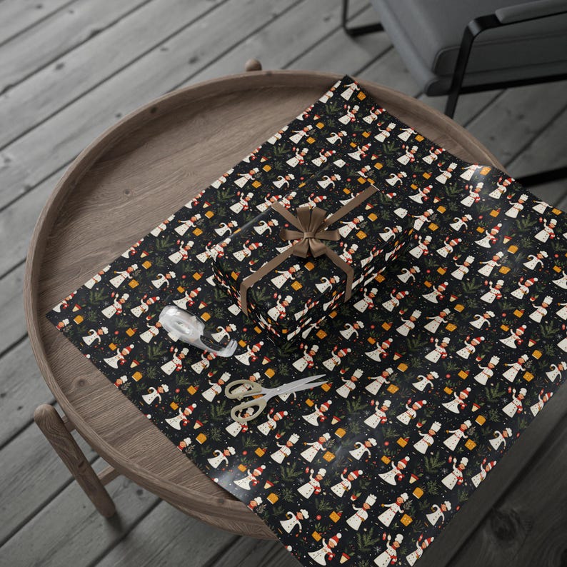 Christmas Chef Wrapping Papers, Holiday Cooking Gift Wrap, Retro Style Kitchen Chef Paper, Vintage Xmas Chef, Chef Gift Wrap, Christmas
