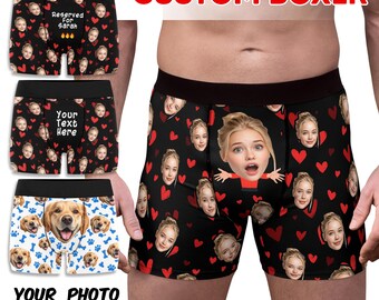 Personalized Face Boxer Briefs, Custom Photo Underwear, Birthday Gift