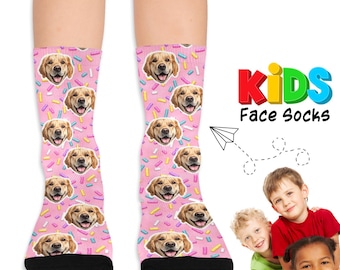 Custom Face Socks for Kids, Personalized Photo Pet Socks, Funny Children Gift