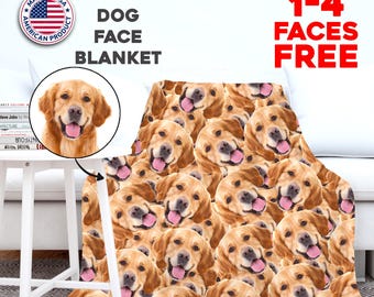 Custom Pet Blanket, Dog Face Photo, Custom Dog Blanket