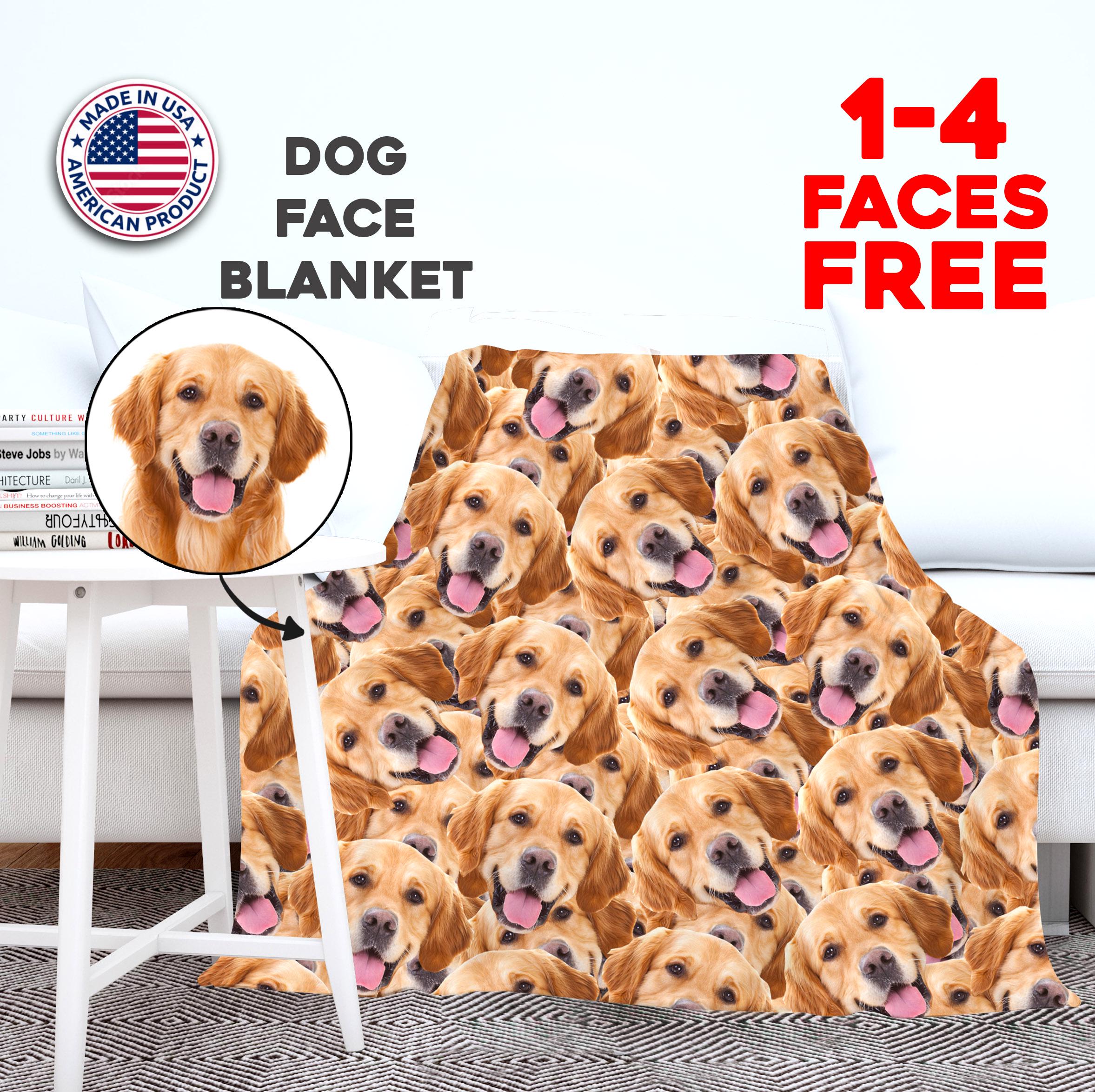 Dog face on a blanket sale