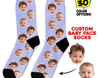 Calcetines con cara de bebé: calcetines personalizados con cara para niños y adultos, calcetines con carita sonriente, calcetines con foto para papá y abuelo, calcetines Happy Feet.