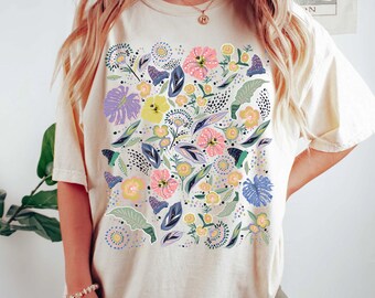 Wildflower Tshirt, Comfort Colors Shirt, Floral Tshirt, Flower Shirt, Gift for Women, Ladies Shirts, Best Friend Gift