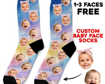 Baby Face Socks – Custom Face Socks for Kids and Adults, Personalized Smiley Socks, Photo Socks Gift for Dad, Grandpa, Happy Feet Socks