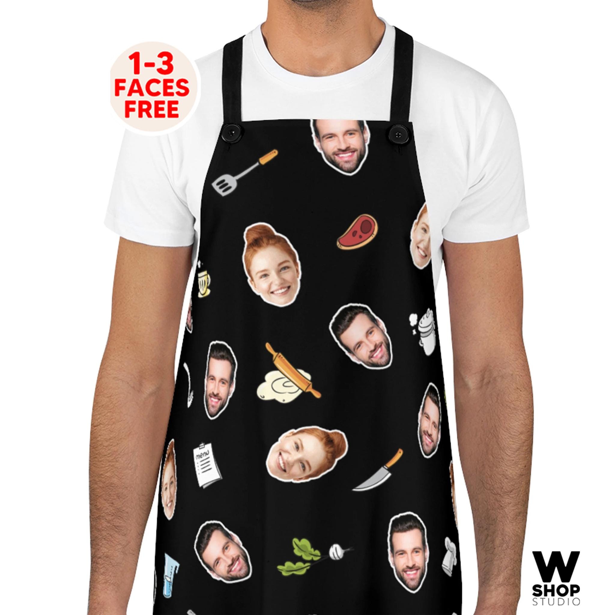 Personalized Faces Apron, Custom Photo Apron for Women and Men, Funny Crazy Face Kitchen Apron Personalized Kitchen Custom Picture Chef Gift