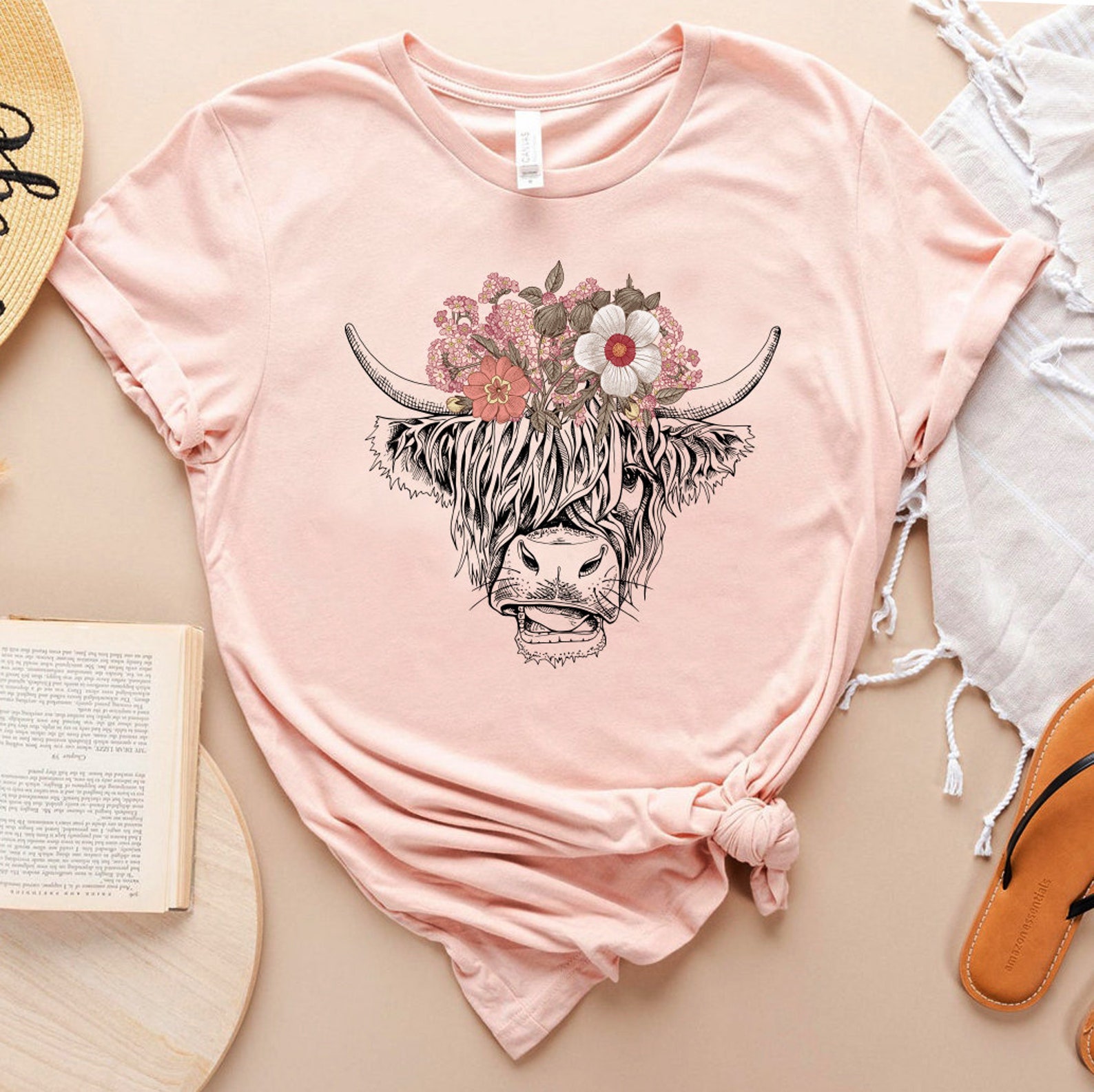Cute Cow Shirt Floral Cow Shirt for Mom Highland Cow Shirt - Etsy