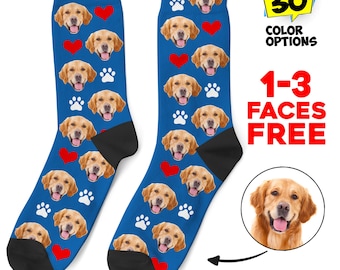 Custom Pet Photo Socks: Personalized Dog/Cat Face Socks, Dog Lover Gift