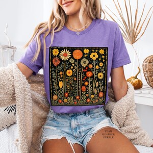 Vintage Floral Shirt, Retro Flower Tee, Folk Art Bohemian, Hippie Style, Goblincore Shirt Nature Lover Gift, Cottagecore Shirt Gift For Her