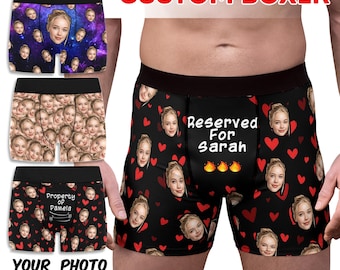 Personalized Face Boxer Briefs with Name, Custom Photo Underwear, Boyfriend Gift