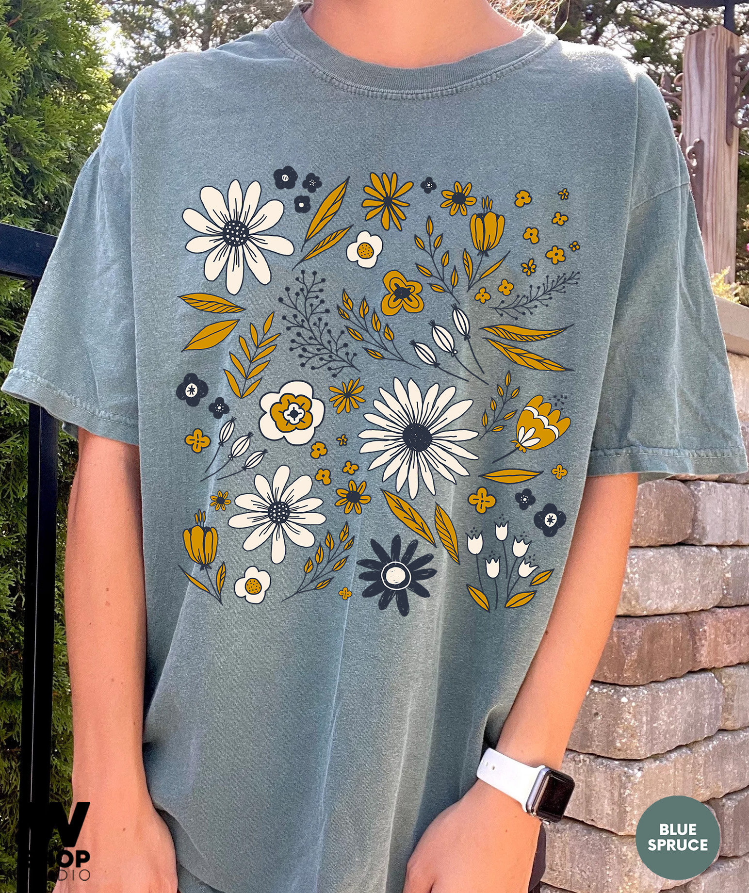 Wildflower Speckle High Low Hem Cotton Shirt
