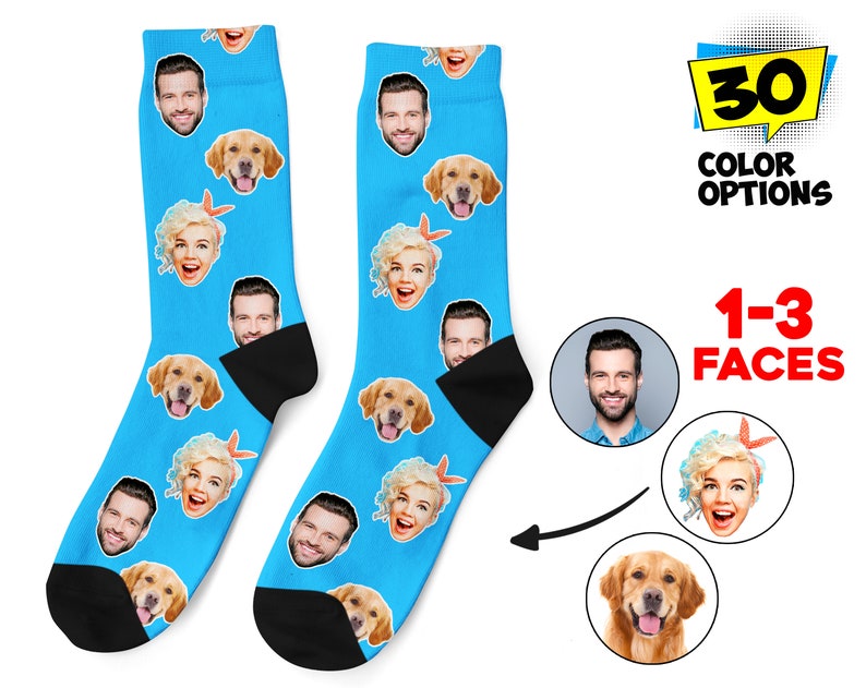 Custom Face Socks, Personalized Photo Socks, Picture Socks, Face on Socks, Customized Funny Photo Gift For Her, Him or Best Friends 