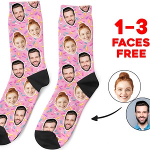 Custom Face Socks, Personalized Sweet Photo Socks, Picture Candy Face on Socks, Customized Funny Photo Gift For Her, Him or Best Friends image 1