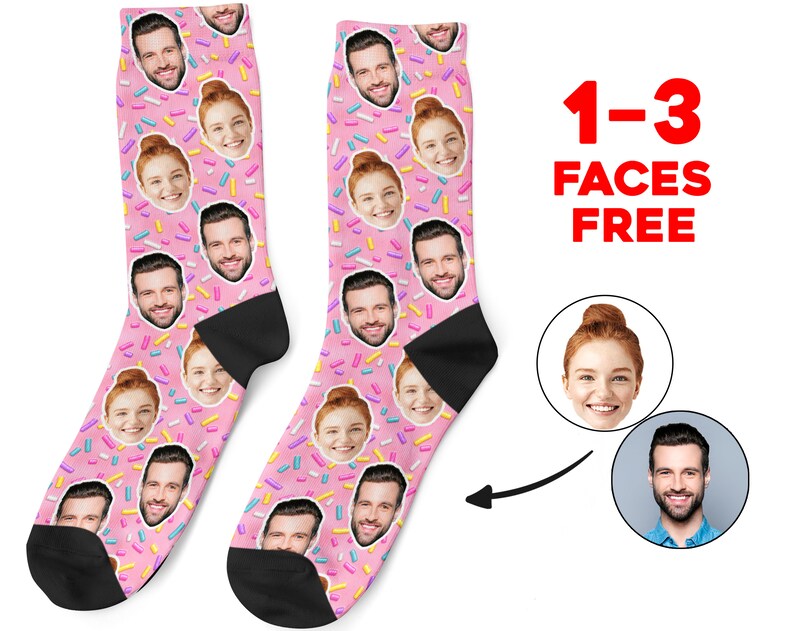 Custom Face Socks, Personalized Sweet Photo Socks, Picture Candy Face on Socks, Customized Funny Photo Gift For Her, Him or Best Friends image 1