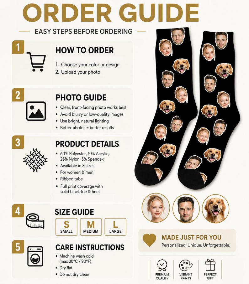 CUSTOM FACE SOCKS - ORDER GUIDE